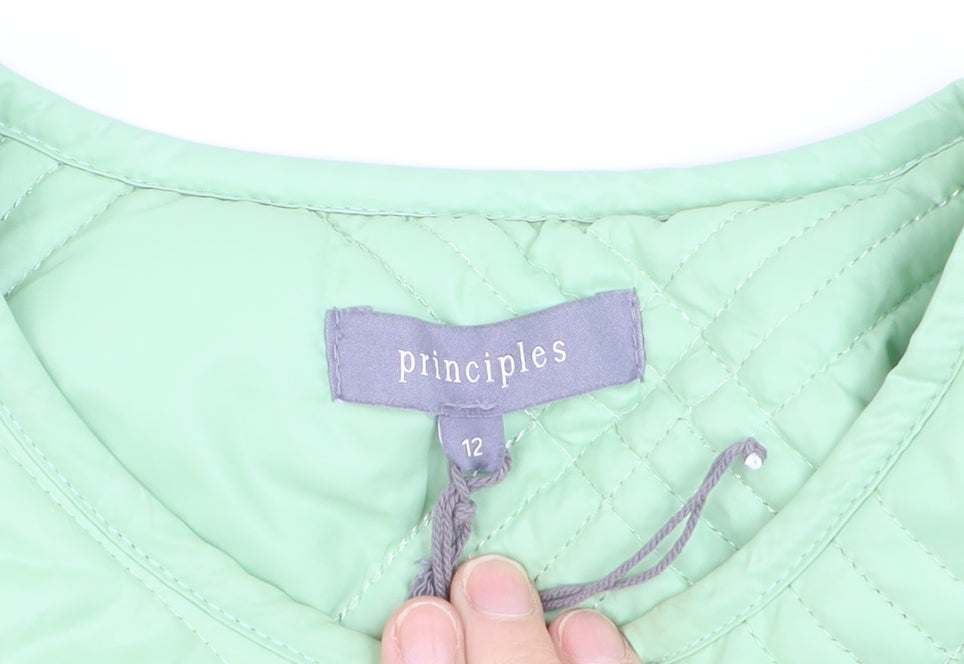 Principles Women's Green Quilted Long Coat Size 12