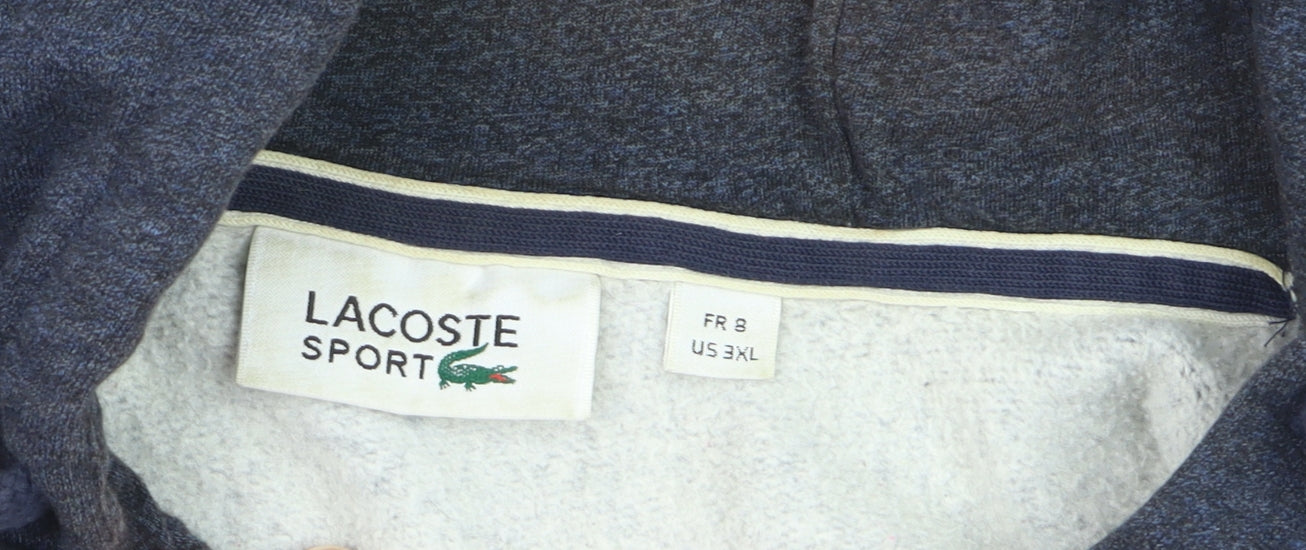 Lacoste Mens Blue Full Zip Hoodie 3XL Logo Fleece Sweatshirt