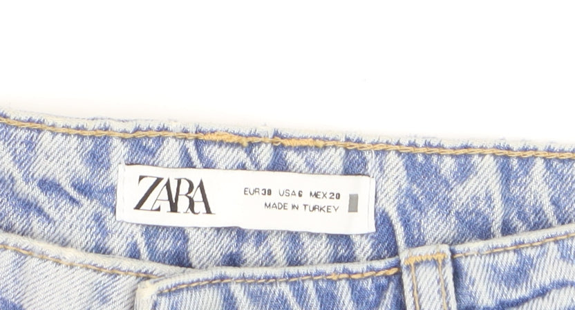 Zara Women Blue Distressed Straight Jeans Size 10