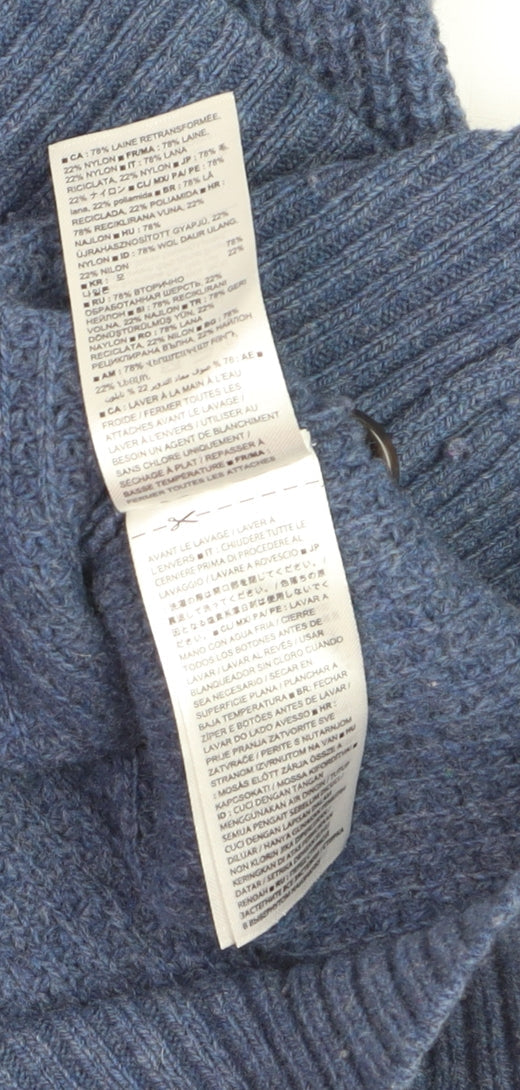 Banana Republic Men's Blue Wool Henley Jumper Size M
