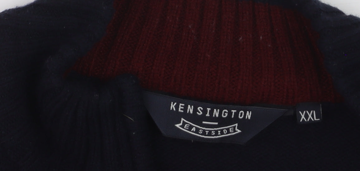 Kensington Eastside Men's Black 2XL 1/4 Zip High Neck Jumper