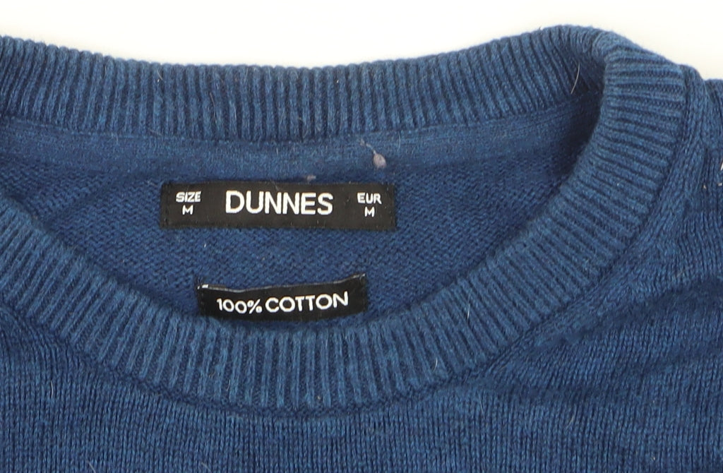 Dunnes Men Blue Cotton Crew Neck Pullover Jumper Size M