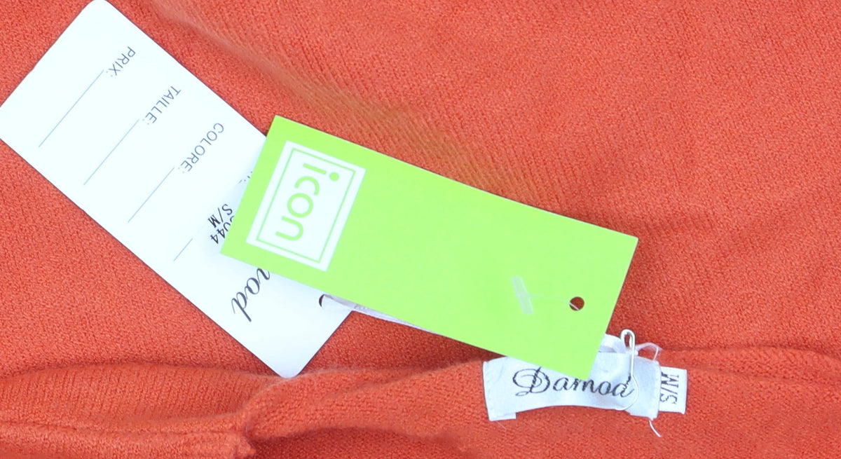 Damod Women's Orange V-Neck Long Sleeve Pullover Jumper S