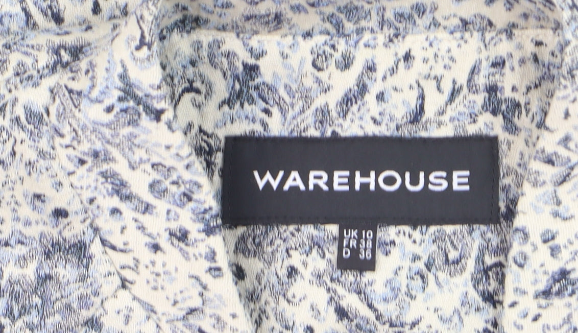 Warehouse Women’s Blue Floral Zip Bomber Jacket Size 10