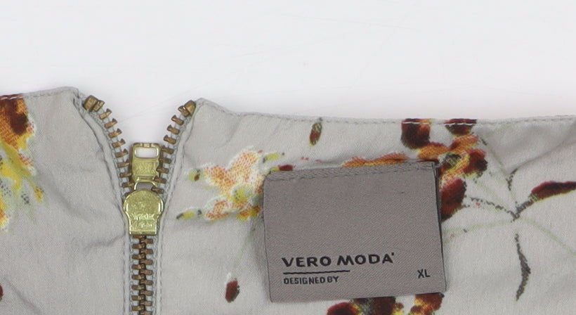 Vero Moda Women’s Grey Floral Pleated Sleeveless Tunic Blouse XL