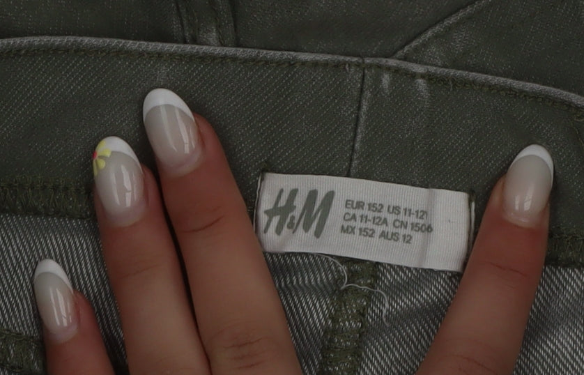 H&M Girls Green Skinny Jeans Size 11-12 Years Stretch Denim Casual
