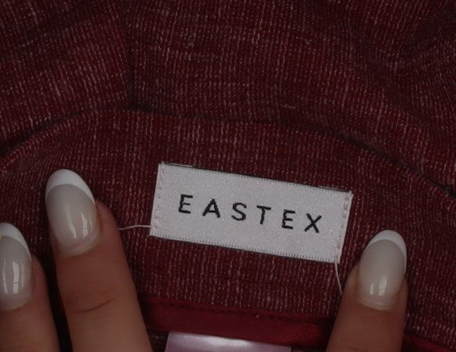 Eastex Women's Red Linen Blend Straight Leg Trousers Size 10