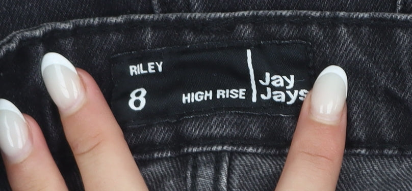 Jay Jays Women Black Size 8 High Rise Denim Cut-Off Shorts