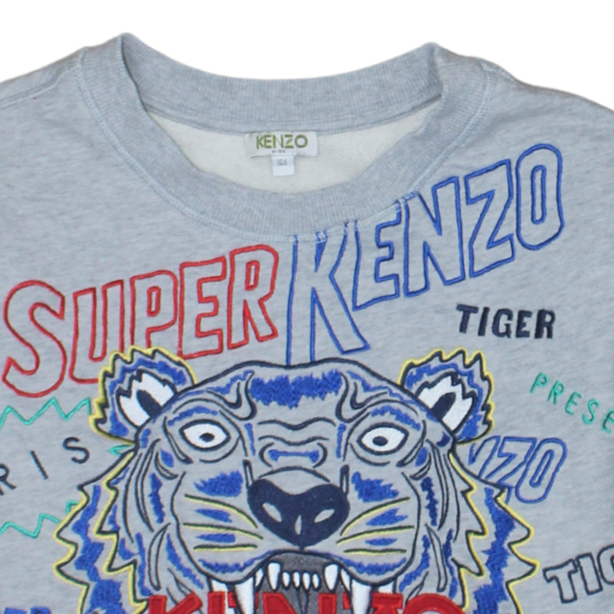 Kenzo Kids Grey Embroidered Tiger Sweatshirt Boys 14 Years Regular Fit