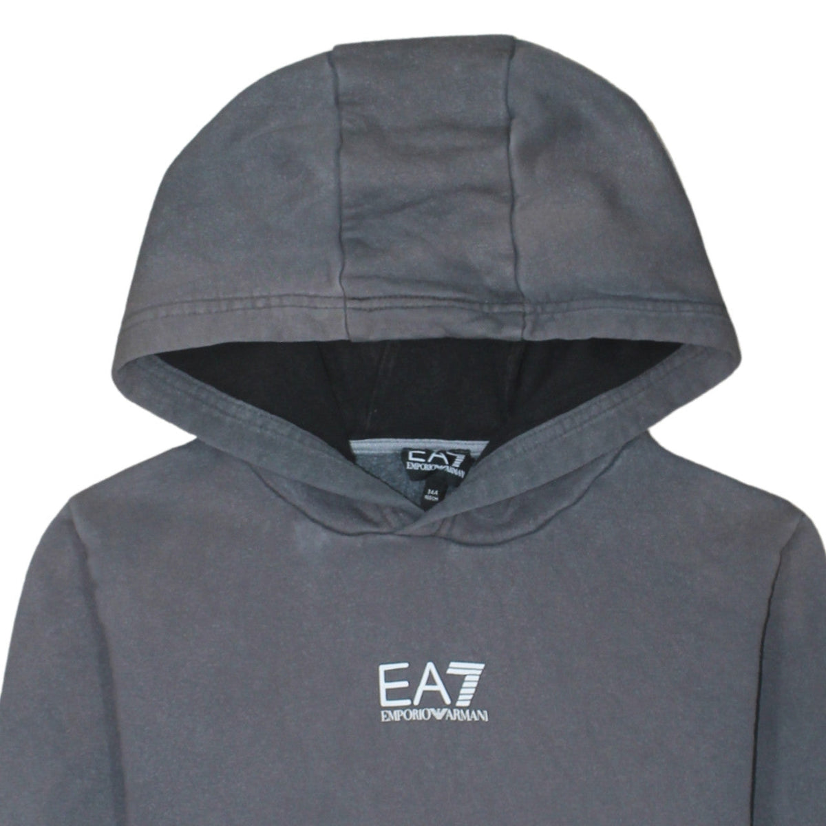 Emporio Armani EA7 Boys Grey Pullover Hoodie 14 Years Cotton Blend Logo Style