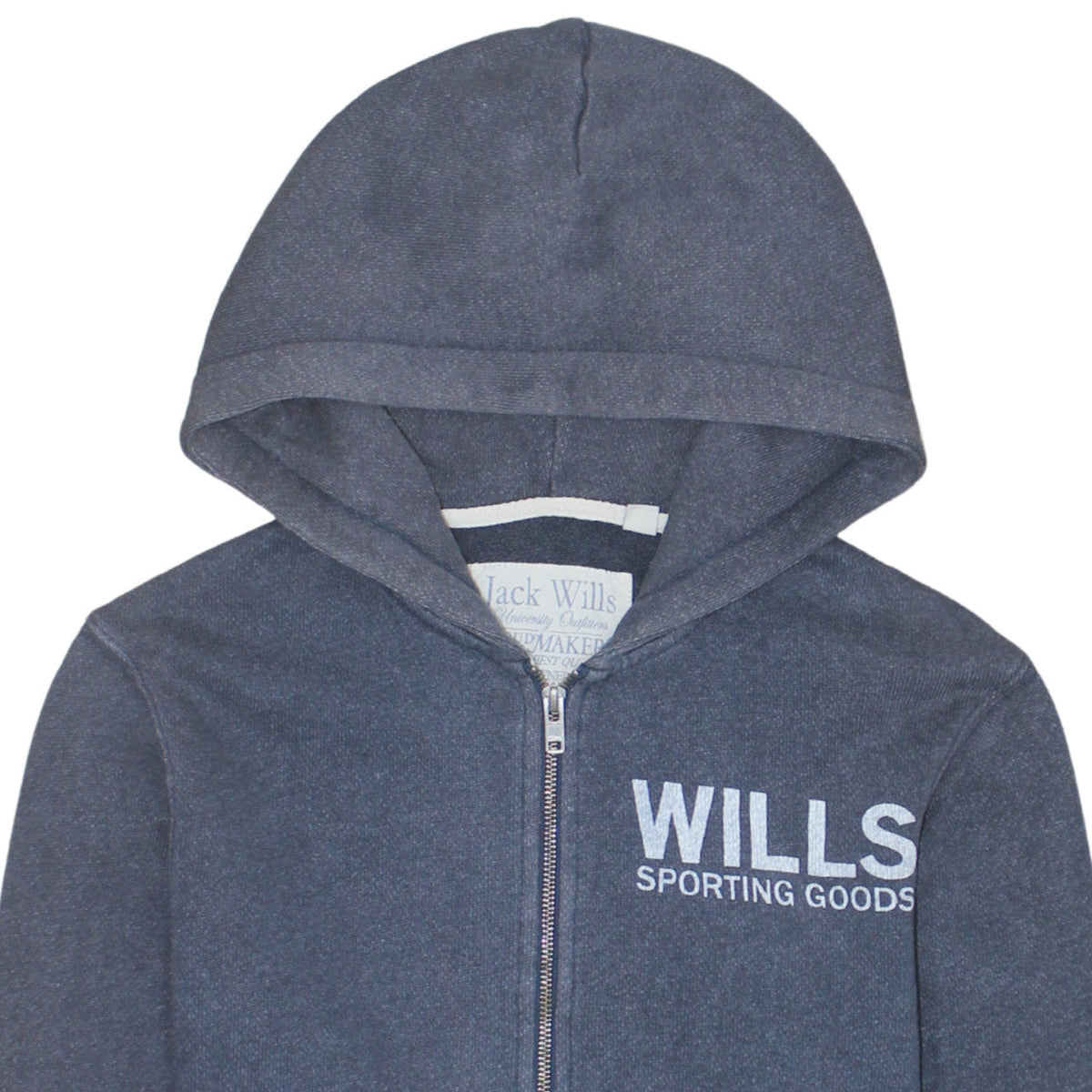 Jack Wills Men's Blue Full Zip Hoodie Size M Graphic Print