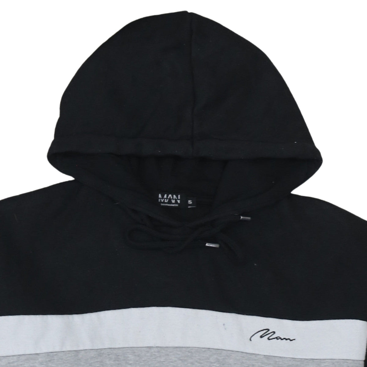 boohooMAN Men's Black Small Pullover Hoodie with Logo