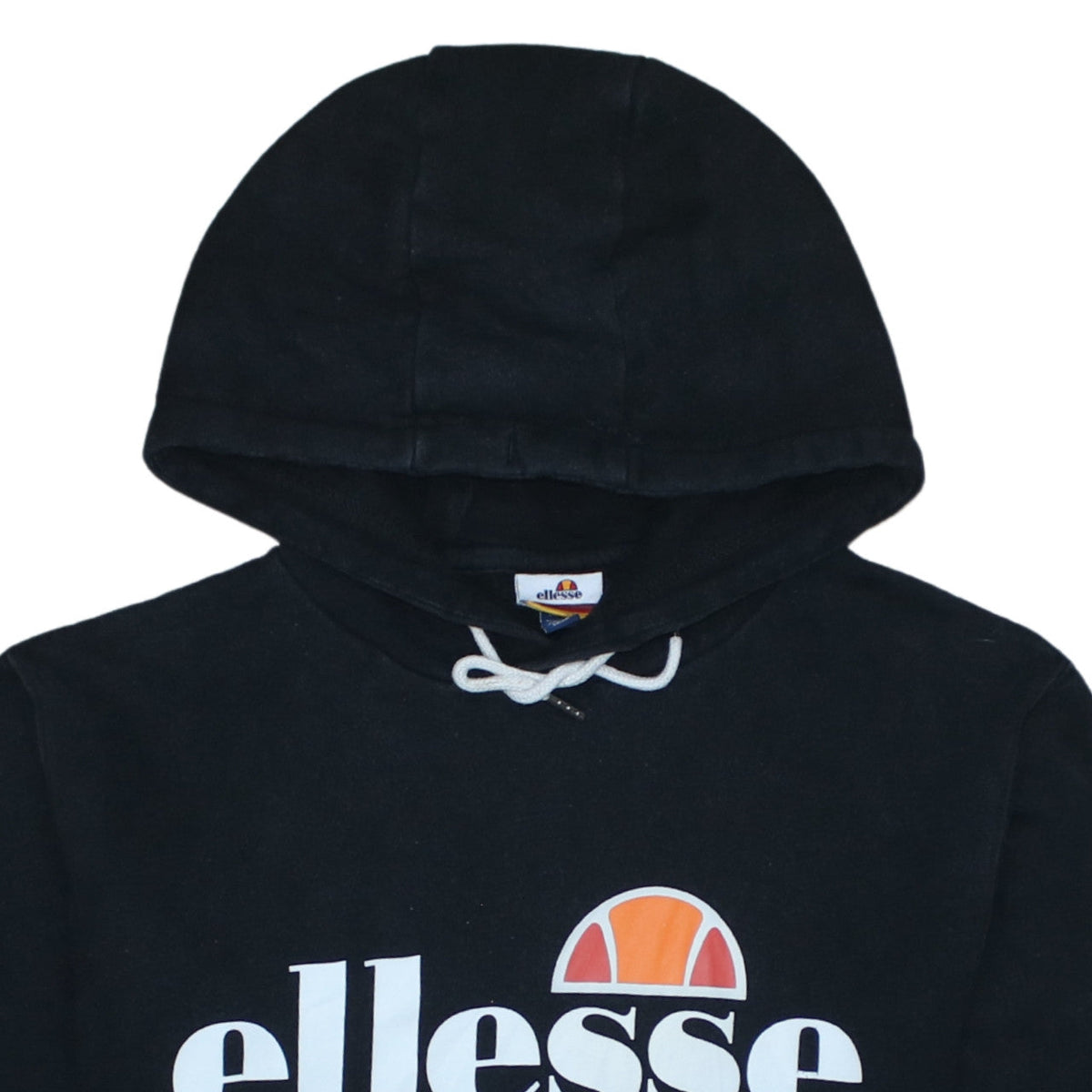 Ellesse Women Black Pullover Hoodie UK 10 Cotton Blend Logo Front