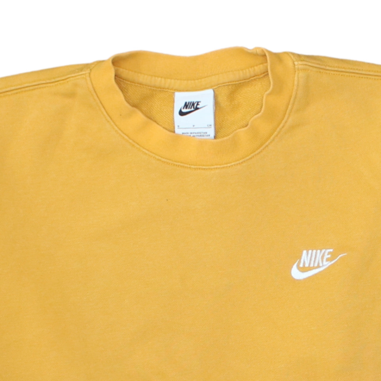 Nike Men's Yellow Crew Neck Pullover Sweatshirt Small Cotton Blend