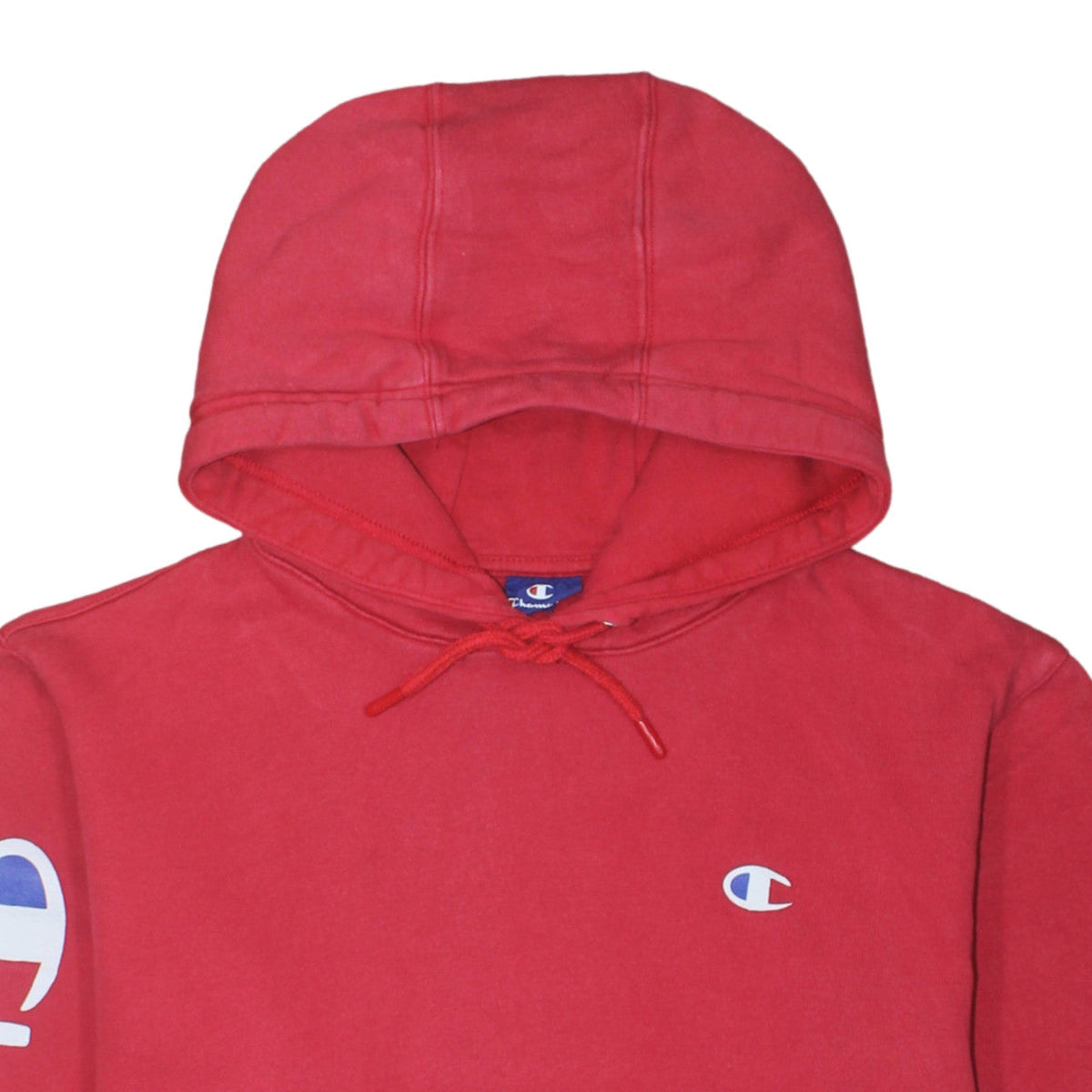 Champion Men's Red Pullover Hoodie Medium Logo Fleece Sweatshirt