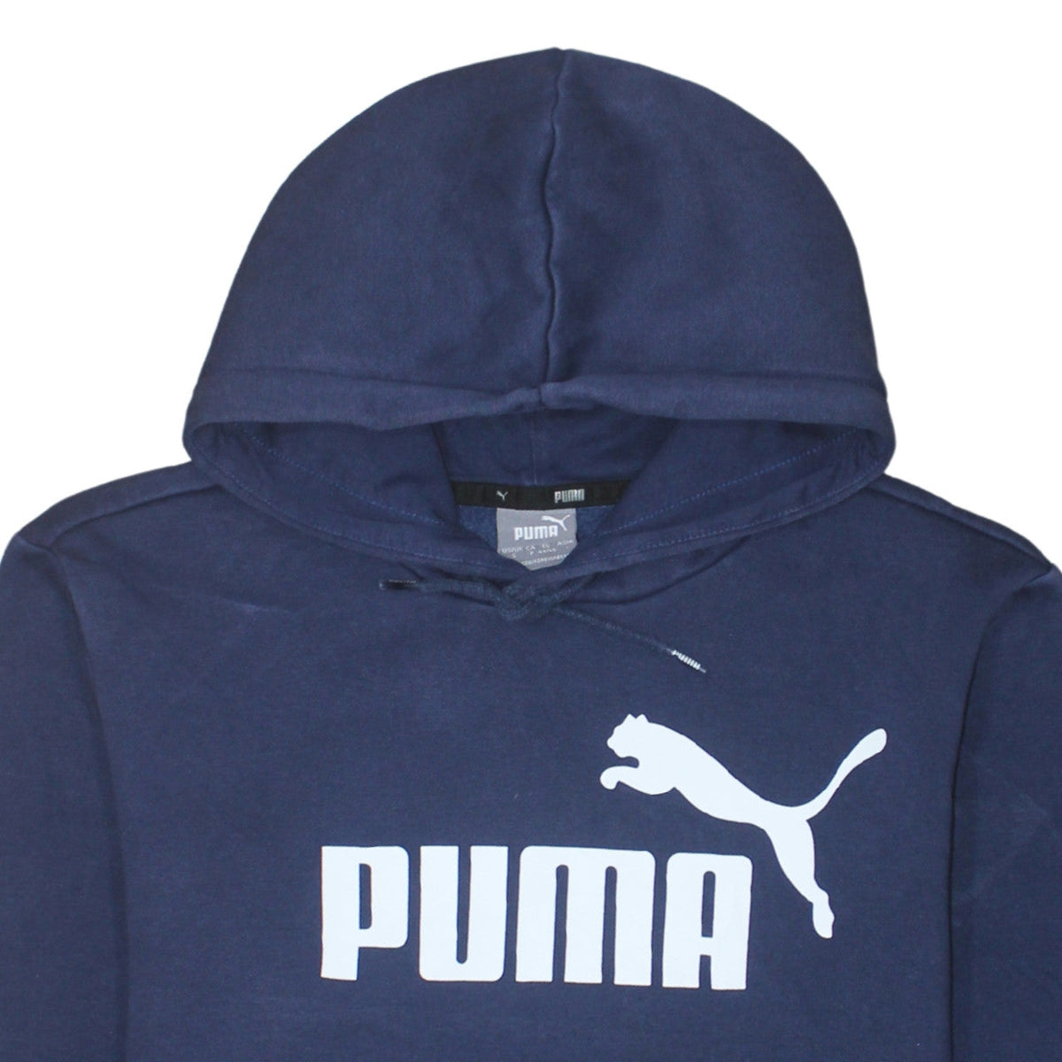 Puma Men Blue Pullover Hoodie Small Logo Fleece Sportswear