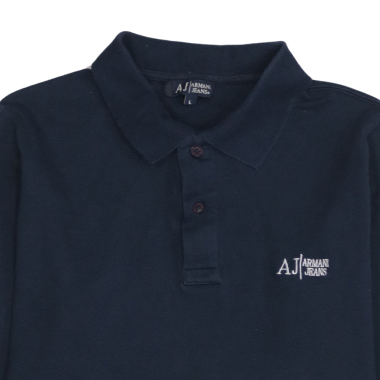 Armani Jeans Men's Blue Long Sleeve Cotton Polo Shirt L