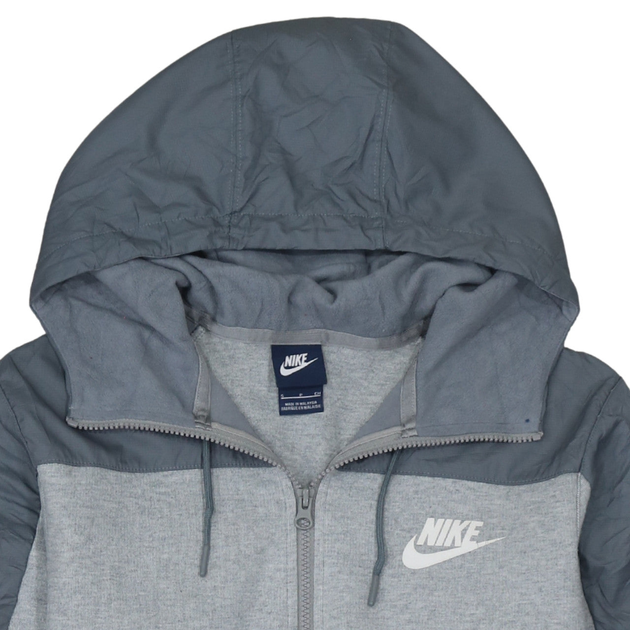 Nike Men's Grey Hooded Full Zip Basic Jacket Size S