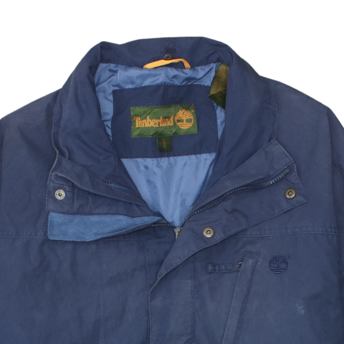Timberland Men Blue L Parka Jacket Cotton Nylon Blend Outdoor
