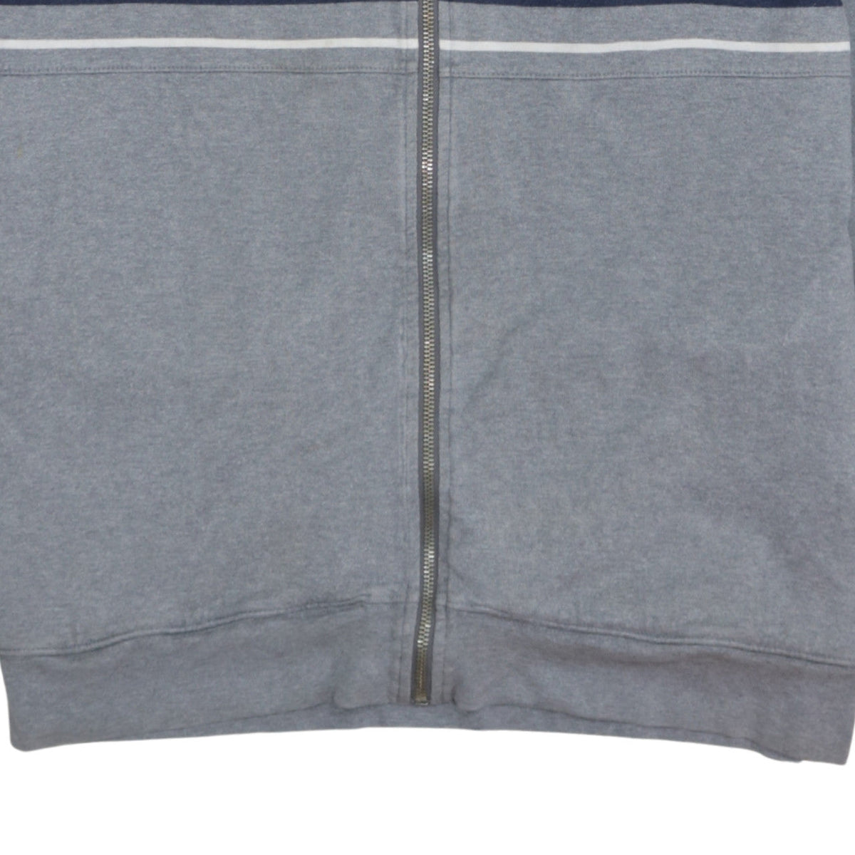 Tommy Hilfiger Men's Grey Full Zip Sweatshirt L Logo Striped Cotton