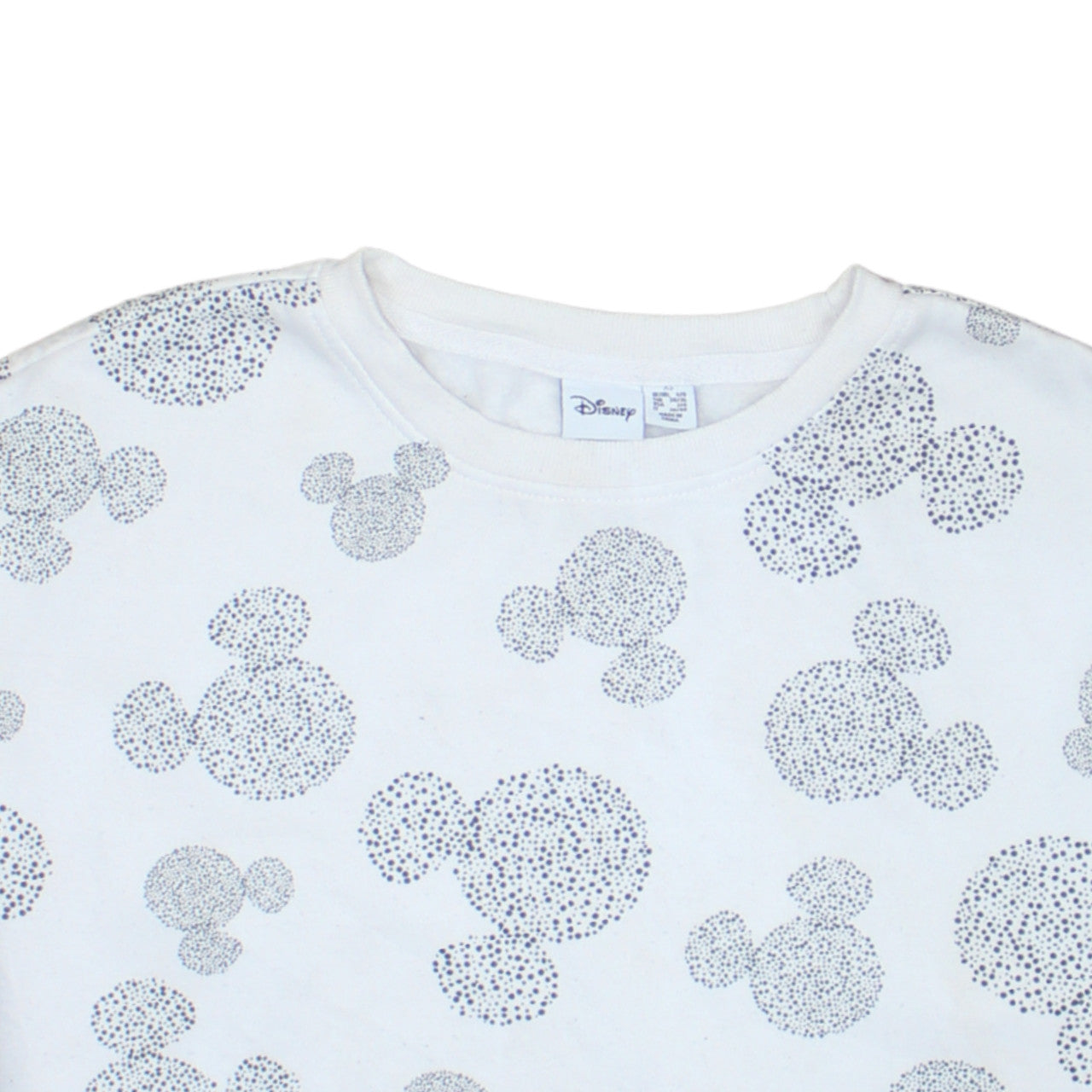 Disney Women White Mickey Pattern Pullover Sweatshirt XS