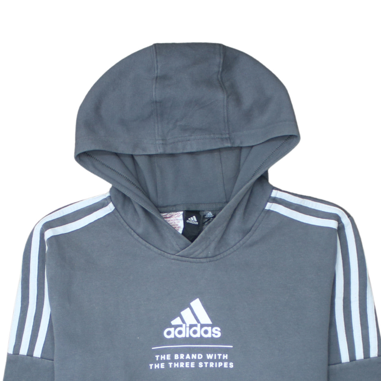 Adidas Boys Grey Pullover Hoodie 14 Years Logo Hooded Sweatshirt