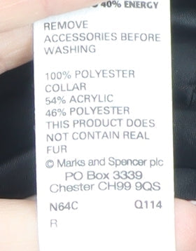 Marks & Spencer Boys Black Hooded Puffer Jacket 13-14 Years Winter Coat