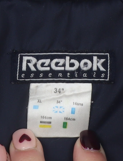 Reebok Essentials Blue Teen 164cm Puffer Jacket Full Zip Lined