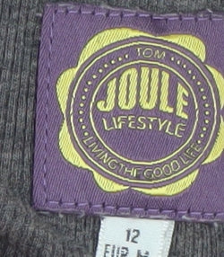 Joules Women's Brown Long Sleeve Scoop Neck Jersey Top Size 12