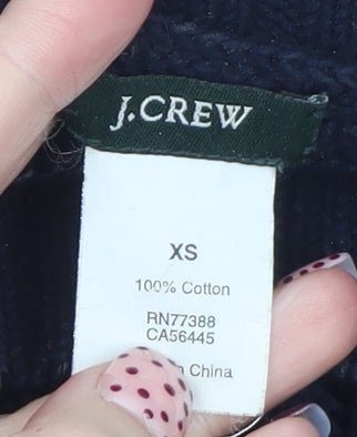 J.Crew Womens Navy Cotton Cable-Knit Jumper XS Crew Neck Long Sleeve