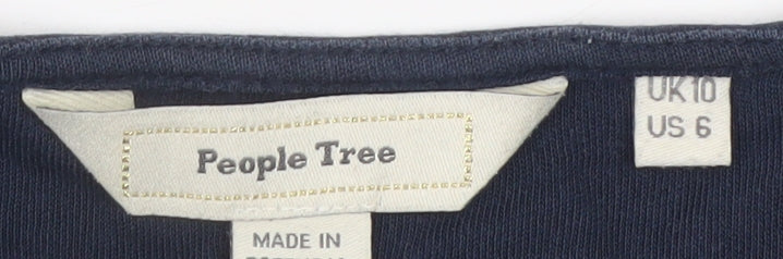 People Tree Women Blue Size 10 Fit & Flare Long Sleeve Cotton Dress