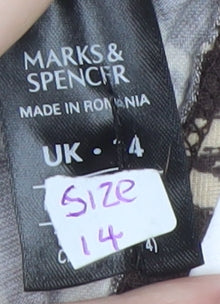 Marks & Spencer Women Brown Geometric Wrap Blouse Size 14