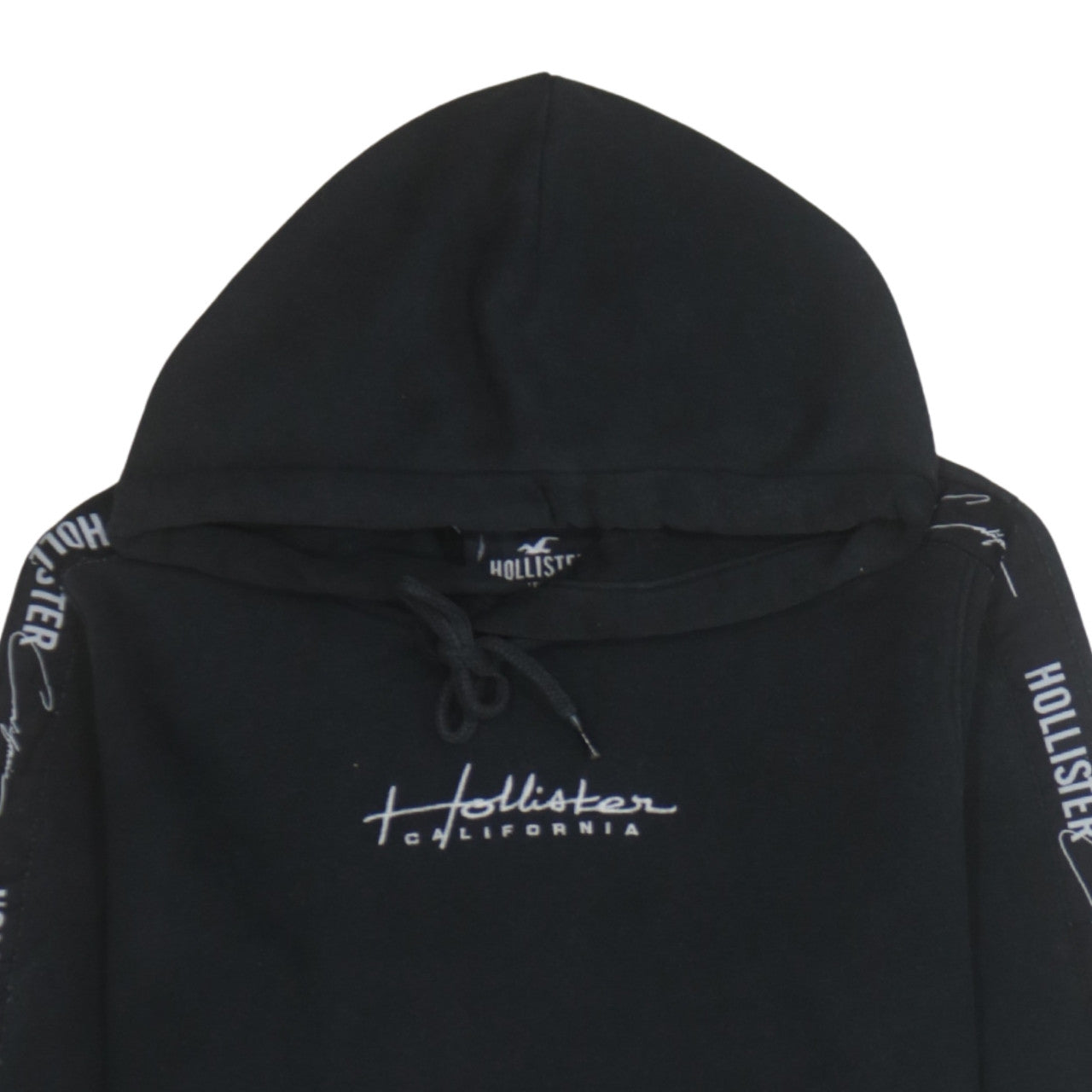 Hollister Womens Black XS Pullover Hoodie with Logo Detailing