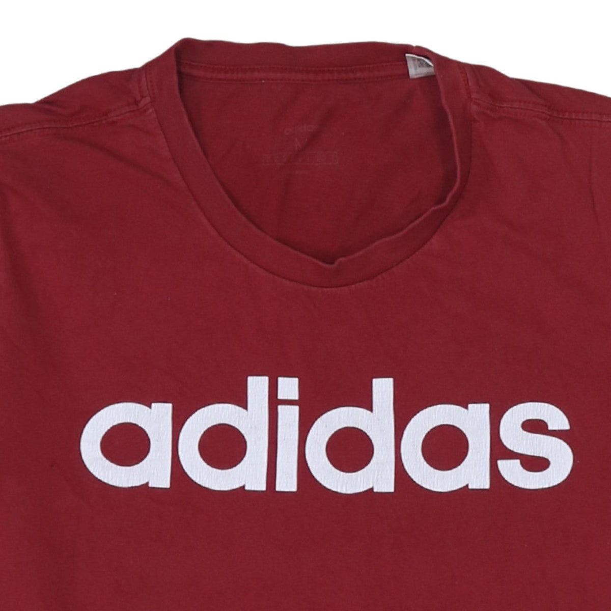 adidas Men's Red Medium Crew Neck Sports Logo T-Shirt