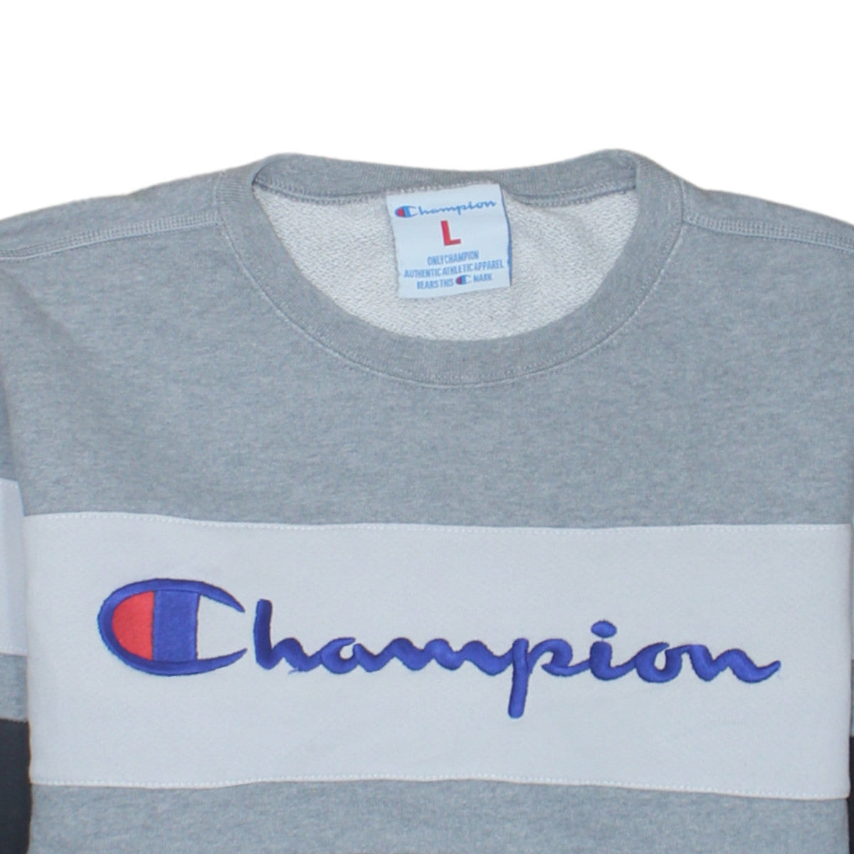 Champion Men’s Grey Colour Block Crew Neck Sweatshirt Size L