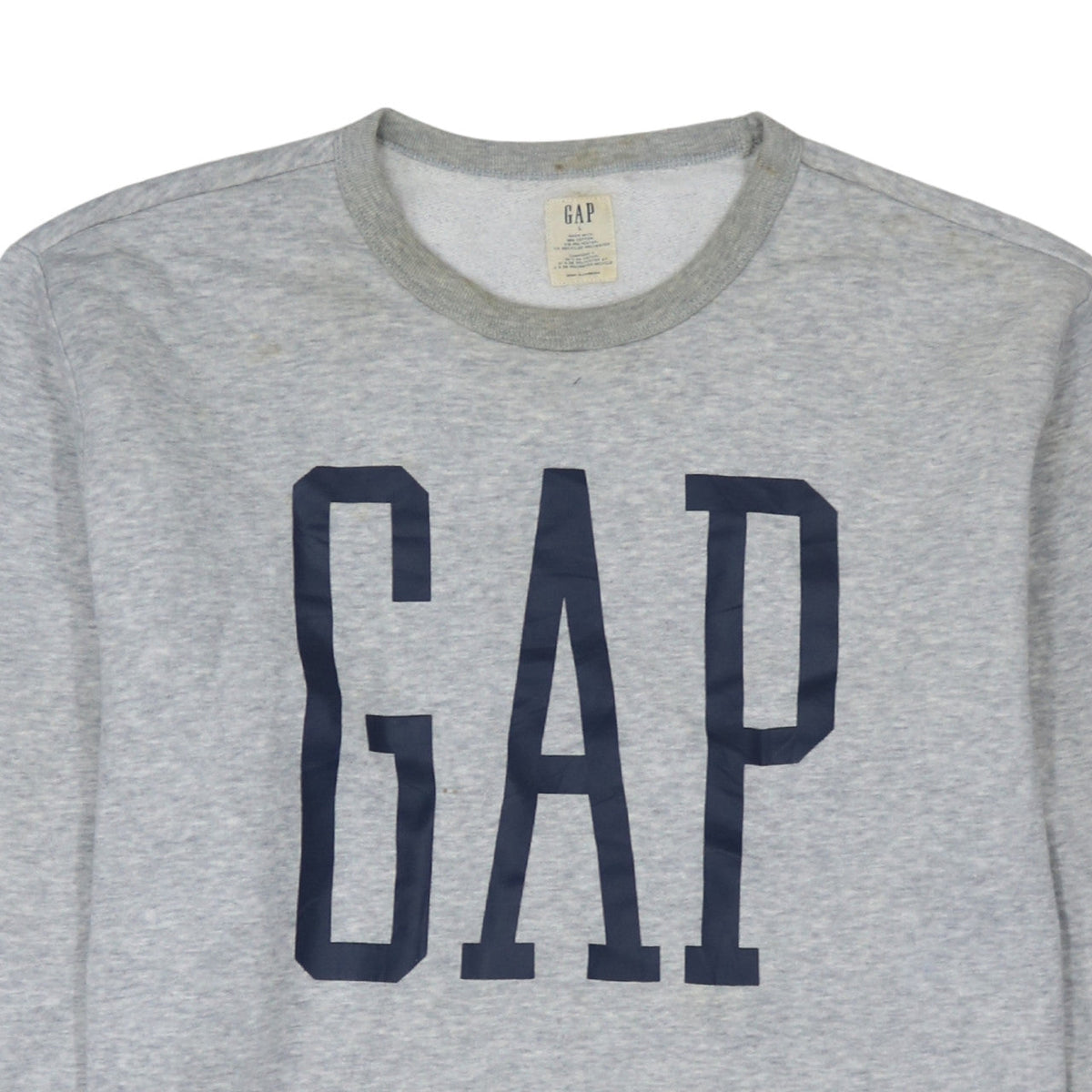 Gap Women Grey Logo Crew Neck Pullover Sweatshirt Size L
