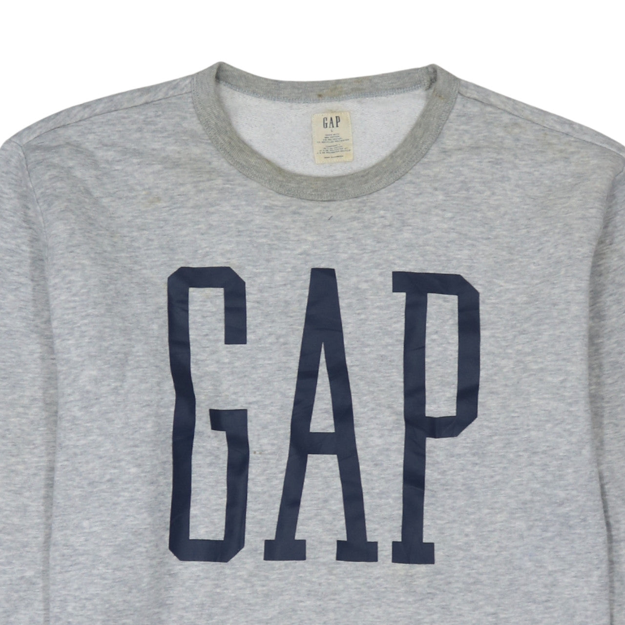 GAP Women Grey Logo Crew Neck Pullover Sweatshirt Size L