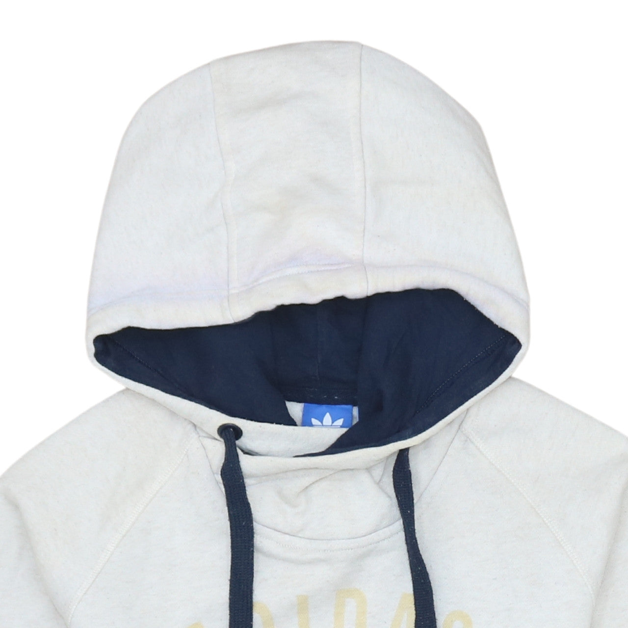 Adidas Womens Beige Hooded Pullover Sweatshirt Size L Logo Print