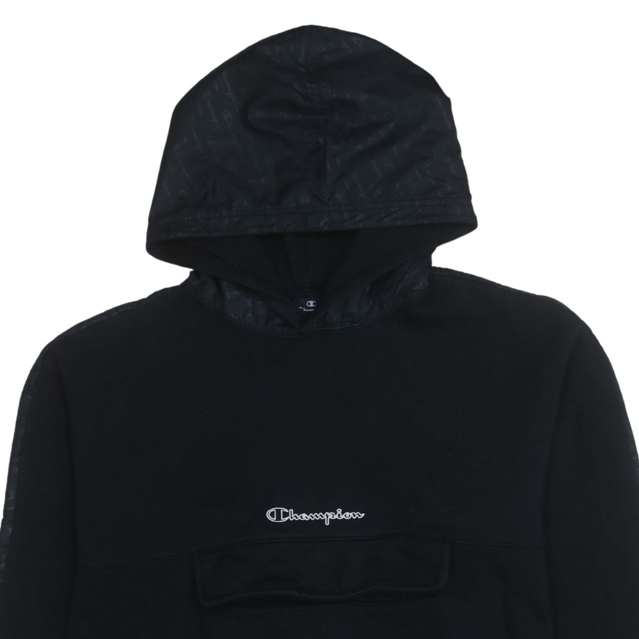 Champion Mens Black XL Pullover Hoodie Fleece Logo Sportswear