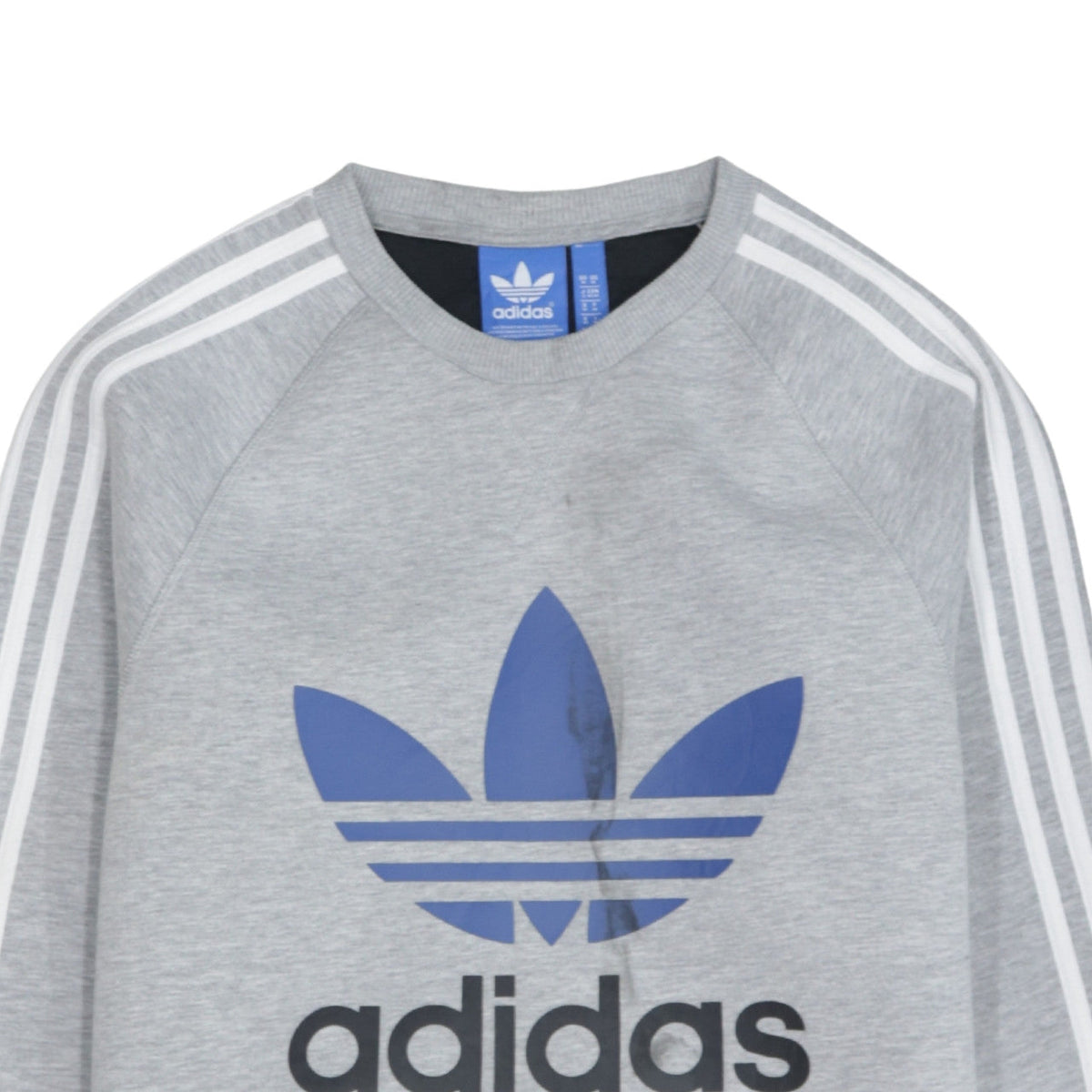 Adidas Men's Grey Crew Neck Graphic Pullover Sweatshirt M
