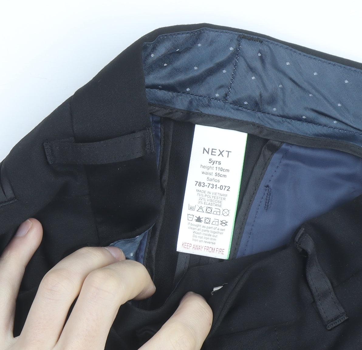 Next Boys Black 5 Years Slim Fit Trouser Suit Trousers Formal Wear