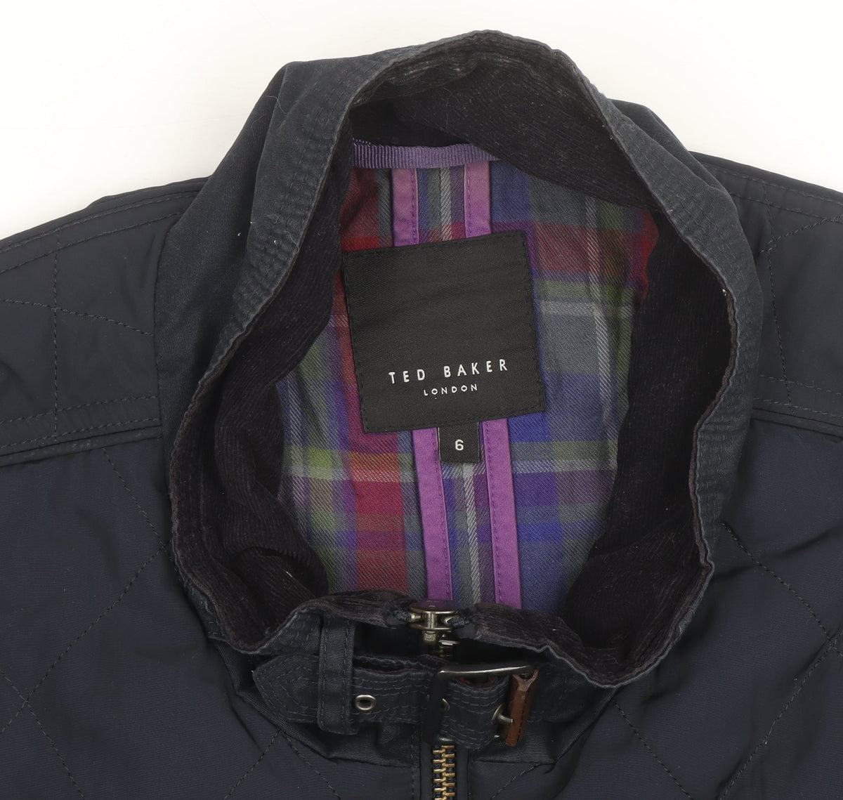 Ted Baker Women's Blue Quilted Short Jacket Size 6 Polyester Lined