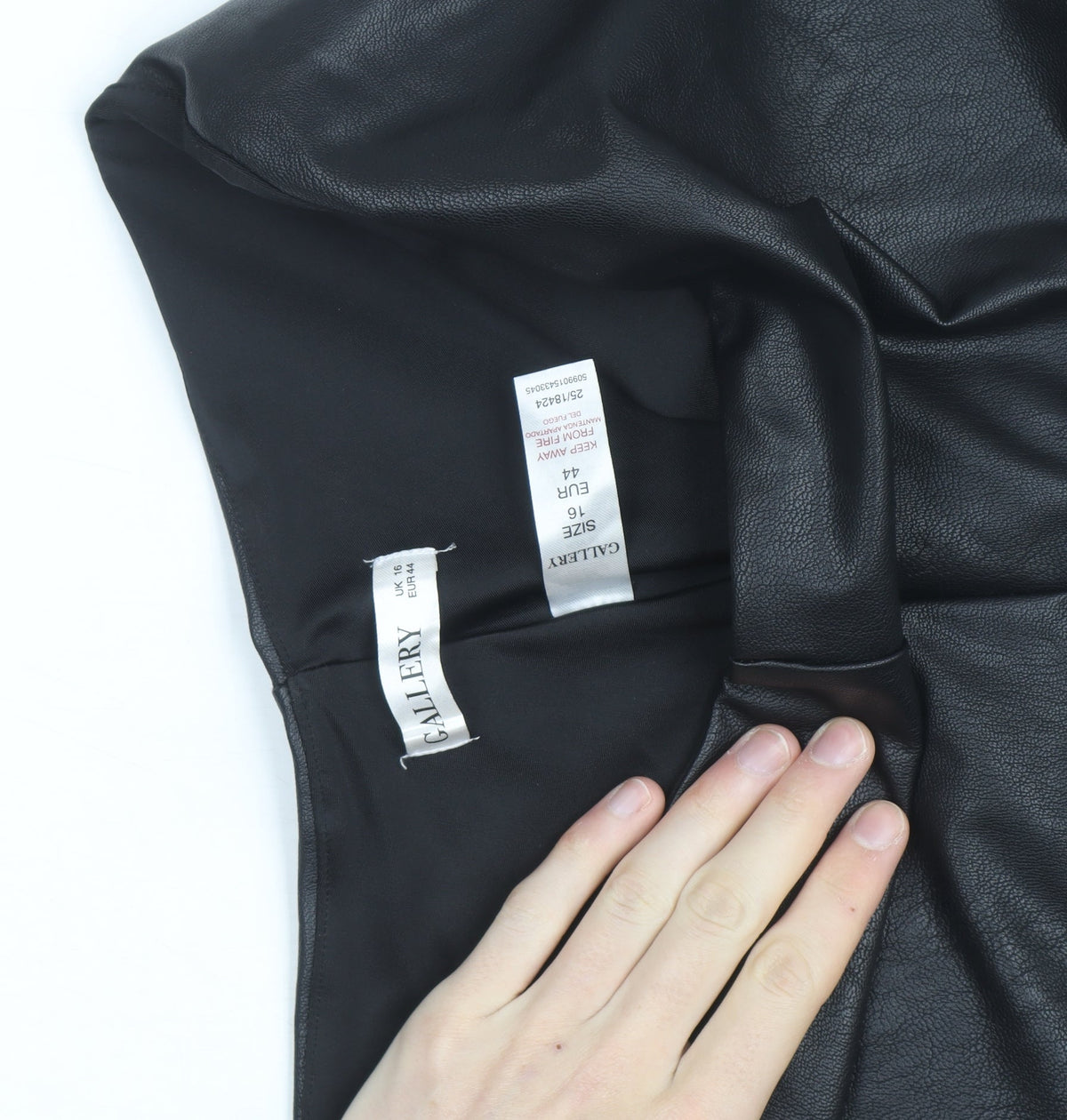 Gallery Womens Black Faux Leather Leggings Size 16 Stretch High Rise