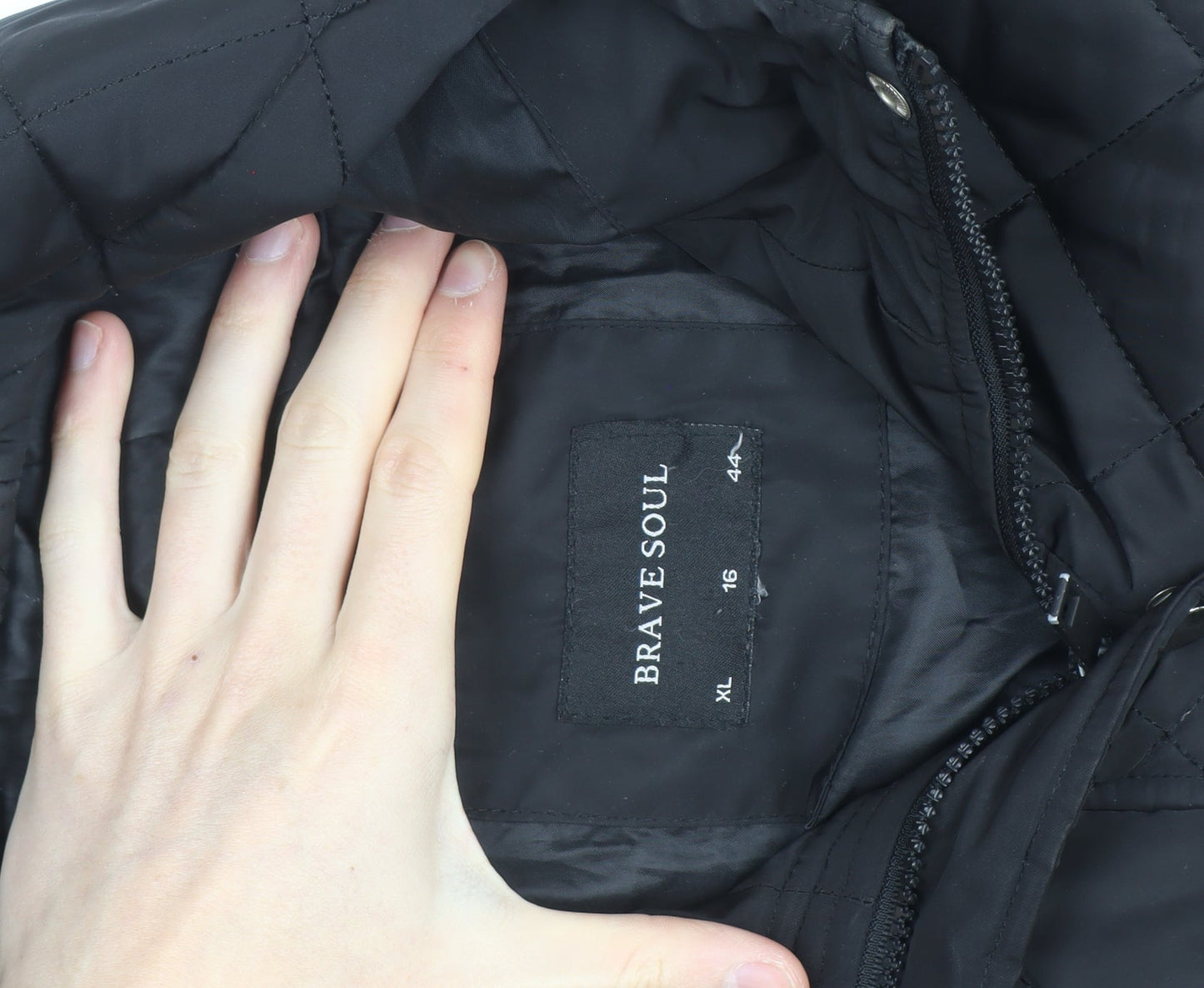 Brave Soul Women's Black Long Quilted Hooded Puffer Coat Size 16
