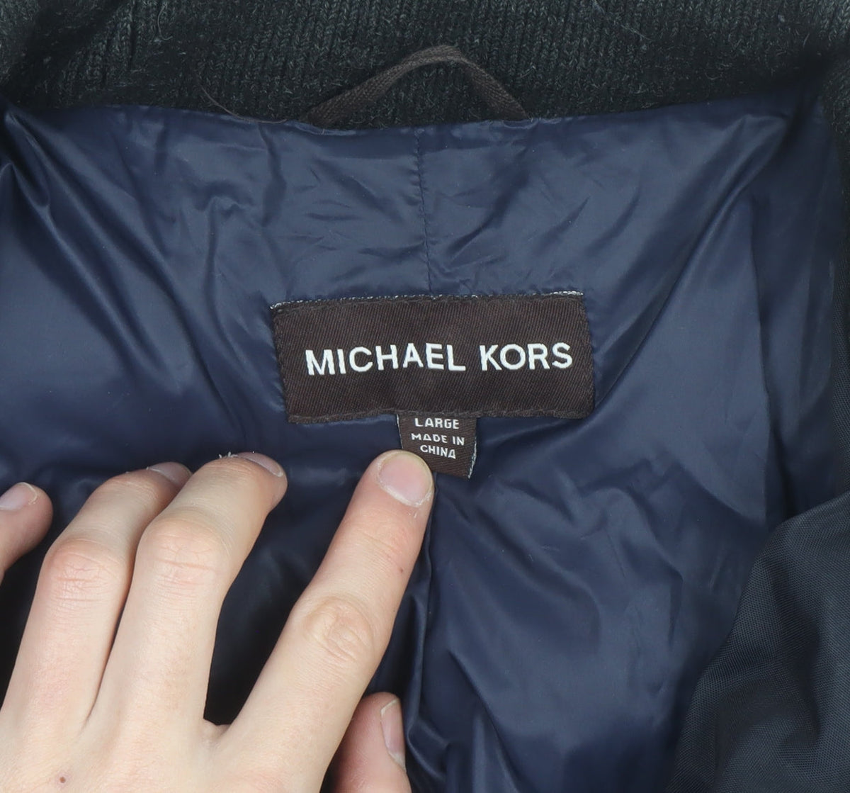 Michael Kors Mens Black Parka Jacket L Regular Polyester Winter Coat
