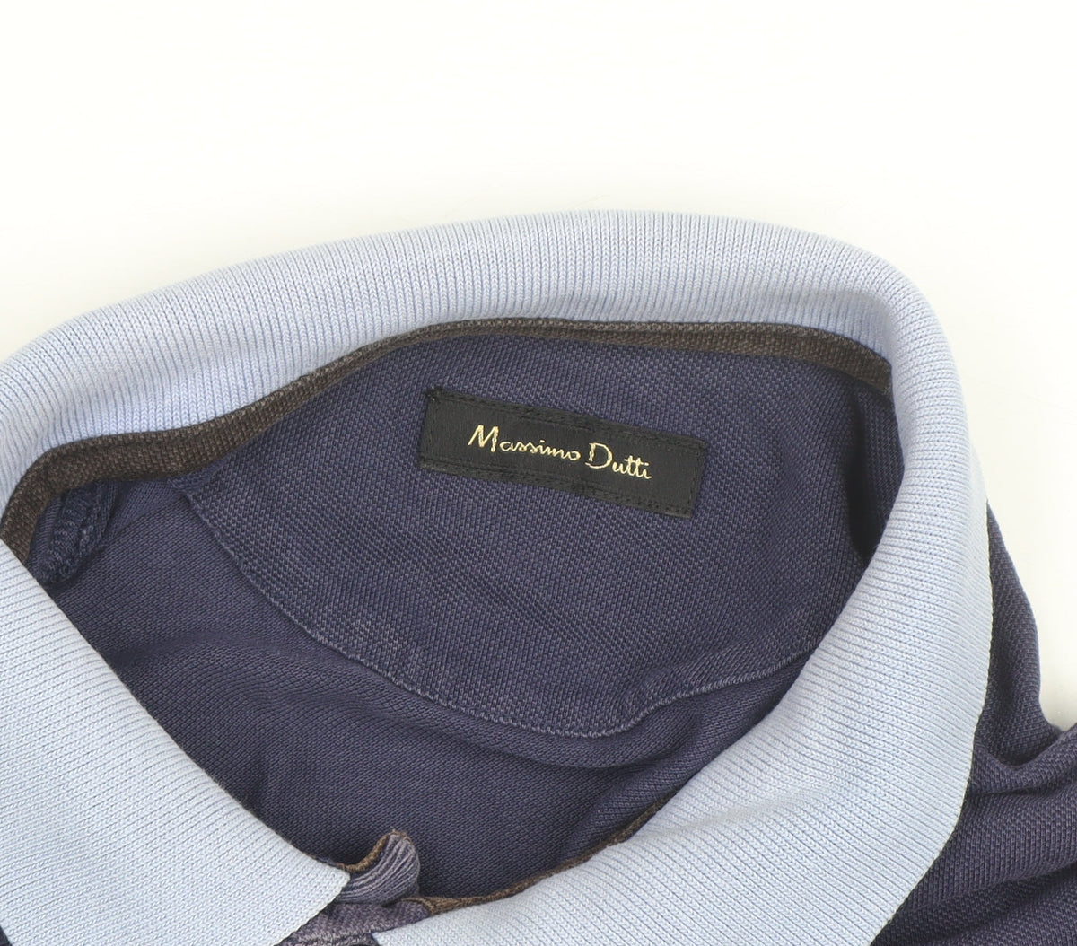 Massimo Dutti Men's Blue Polo Shirt Medium Cotton Short Sleeve