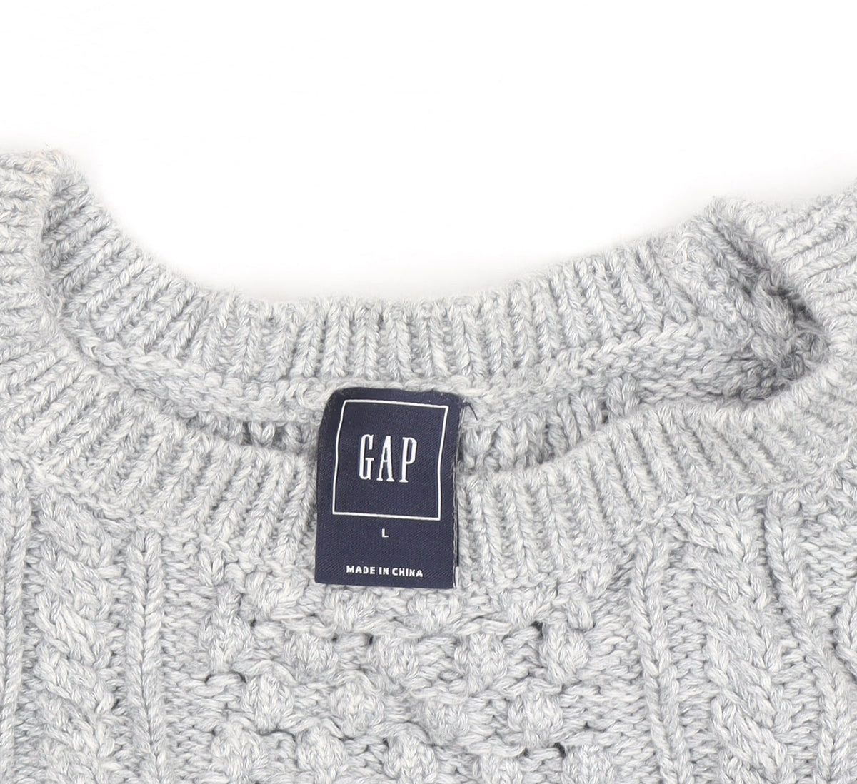 Gap Women Grey Cable-Knit Cotton Blend Crew Neck Jumper L