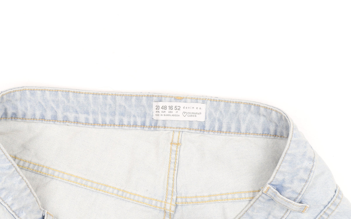 Primark Women Blue Size 20 High Rise Cut-Off Denim Shorts
