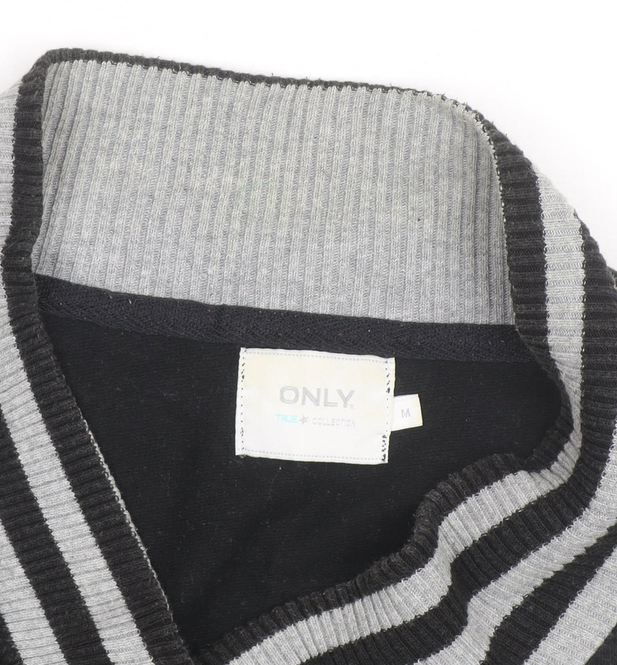 ONLY Unisex Black Grey Varsity Jacket M Casual Cotton Blend