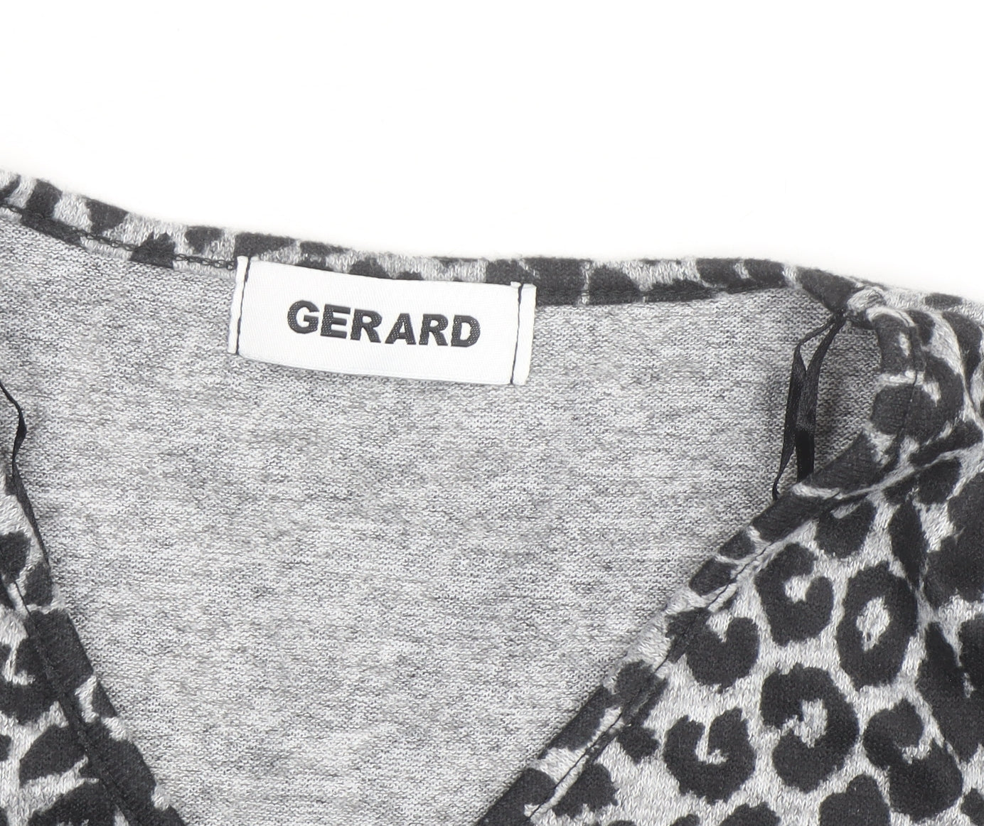 Gerard Women's Grey Animal Print V-Neck Jersey Blouse Size 14